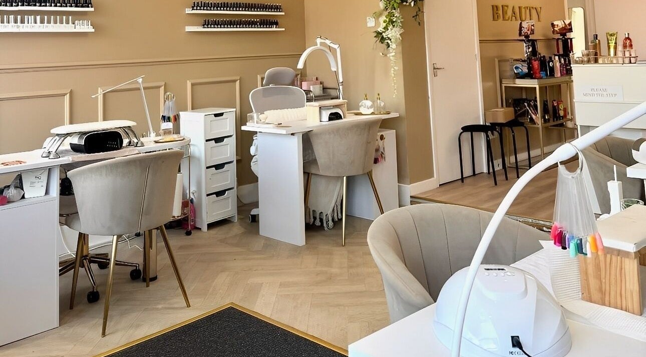 Elegant nail station at House of Beauty in Nuneaton, England, GB, showcasing a modern design.