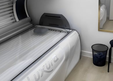 Modern tanning bed at House of Beauty in Nuneaton, England, GB.