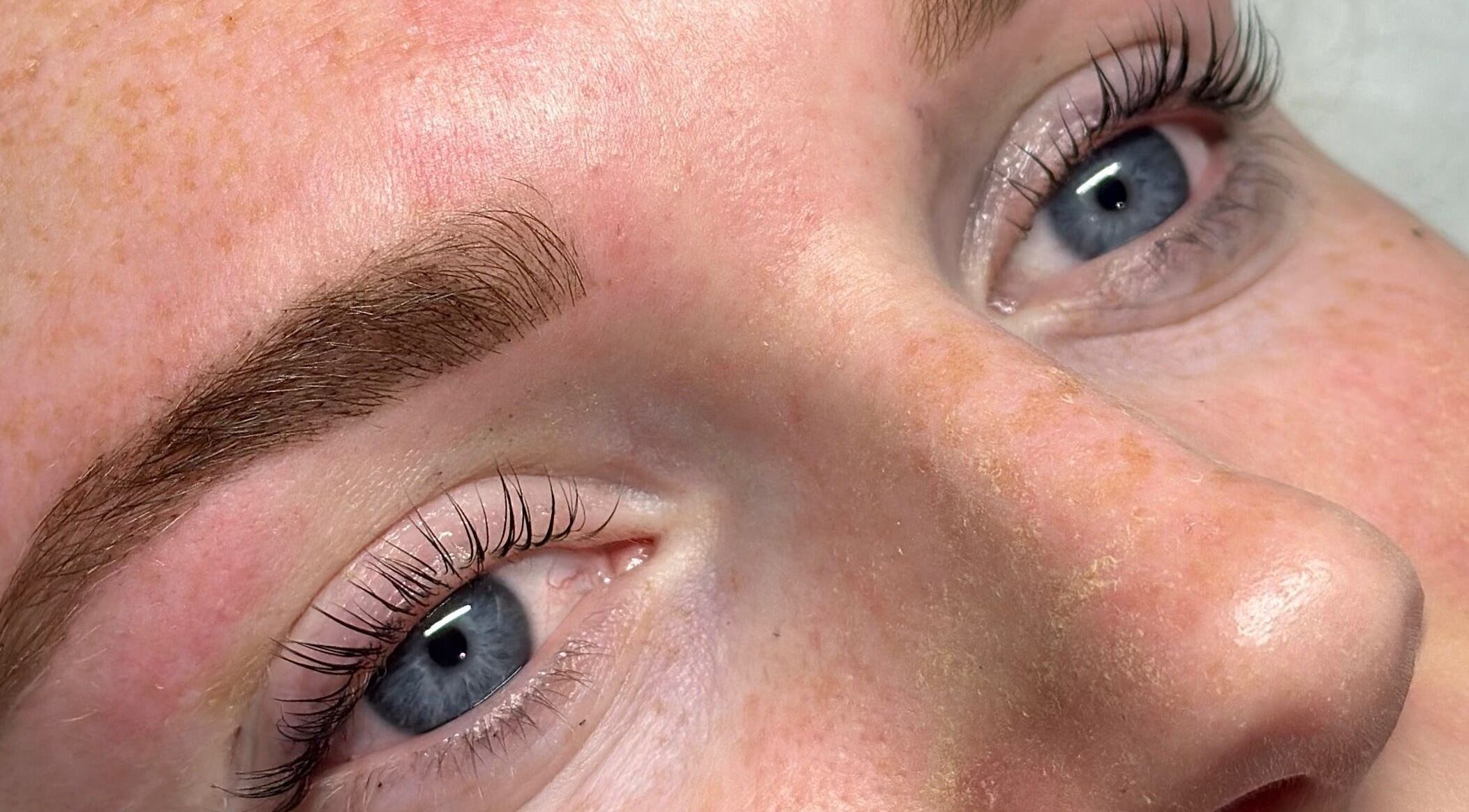 Close-up of expertly shaped eyebrows at Beauty by Hollie, Southampton, England, GB.