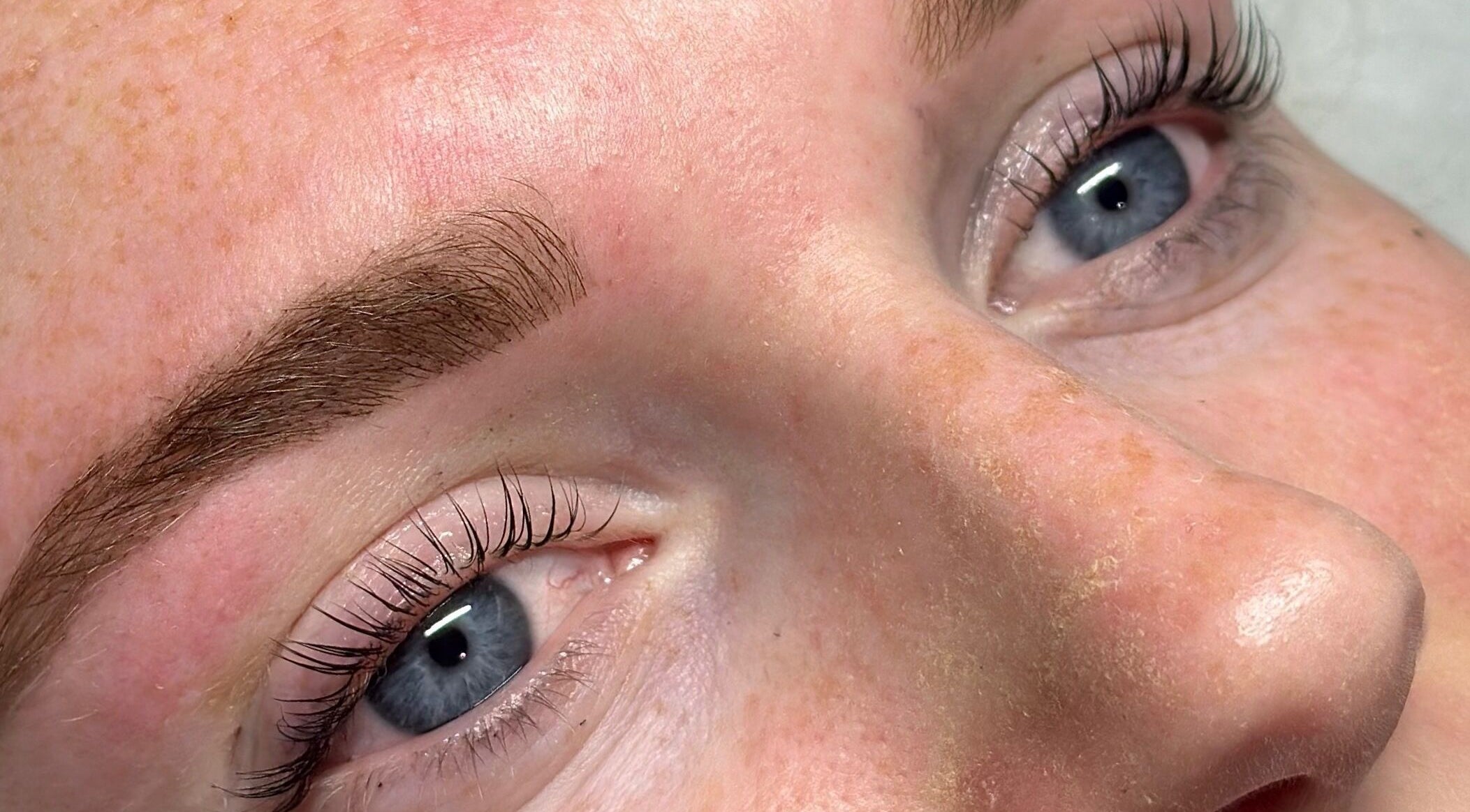 Close-up of expertly shaped eyebrows at Beauty by Hollie, Southampton, England, GB.