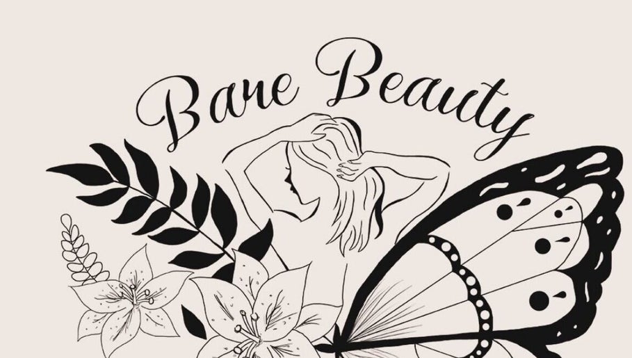 Illustrative logo for Bare Beauty by Nicole, Ellesmere Port, England, featuring floral and butterfly elements.