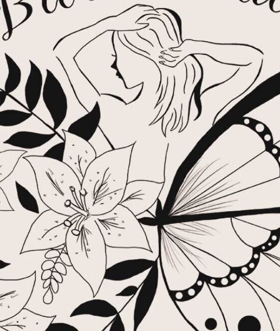 Artistic floral and butterfly design for Bare Beauty by Nicole, Ellesmere Port, England, GB.