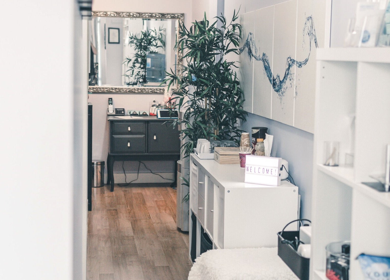 Relaxing spa interior at Spa at the Madison, Burnaby, BC, CA, featuring elegant decor and welcoming ambiance.