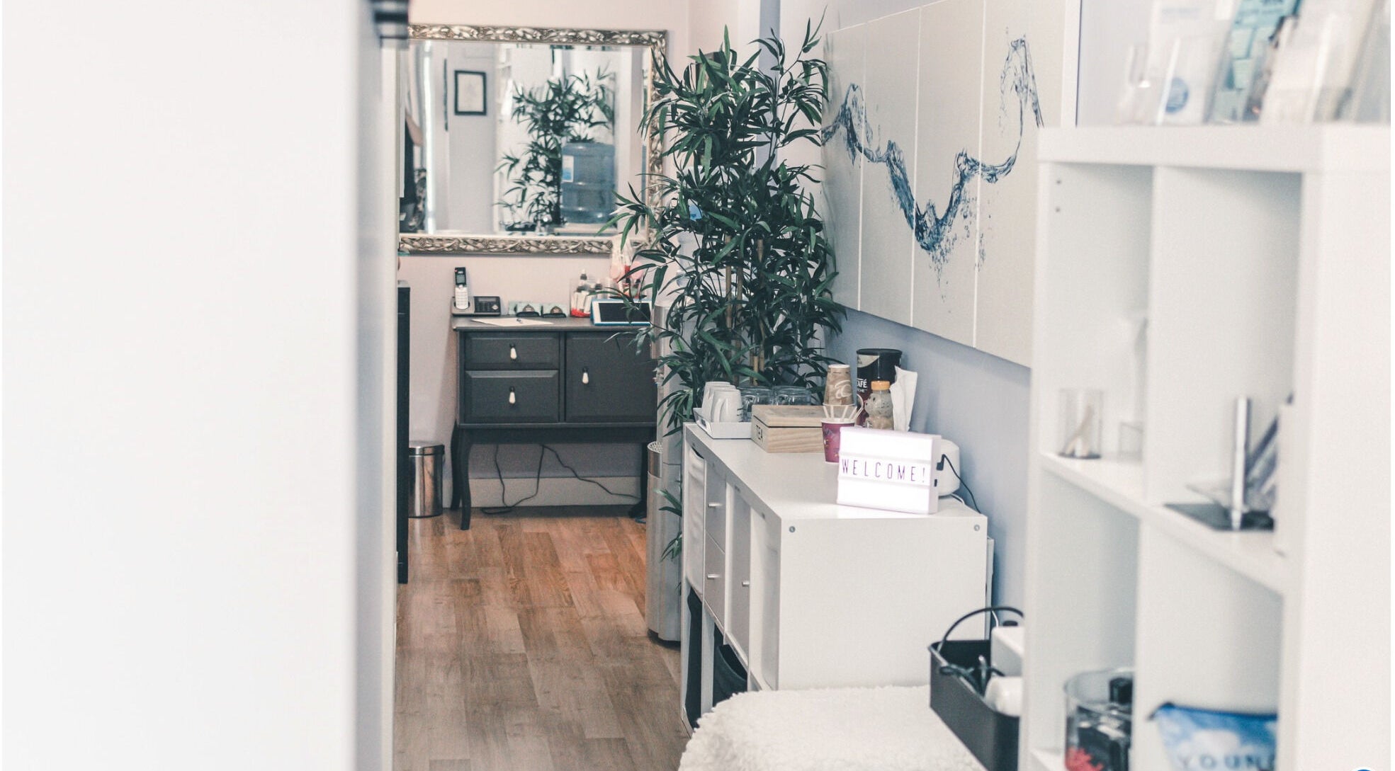 Relaxing spa interior at Spa at the Madison, Burnaby, BC, CA, featuring elegant decor and welcoming ambiance.