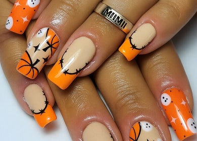 Festive Halloween nail art at MiiMii Beauty Lounge in Cape Town, Western Cape, ZA showcasing vibrant designs.