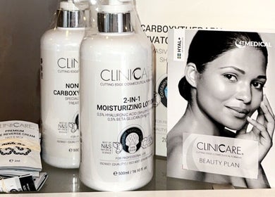Clinicare beauty products on display at The Secret Clinic✨️ in Nuneaton, England MP, GB.