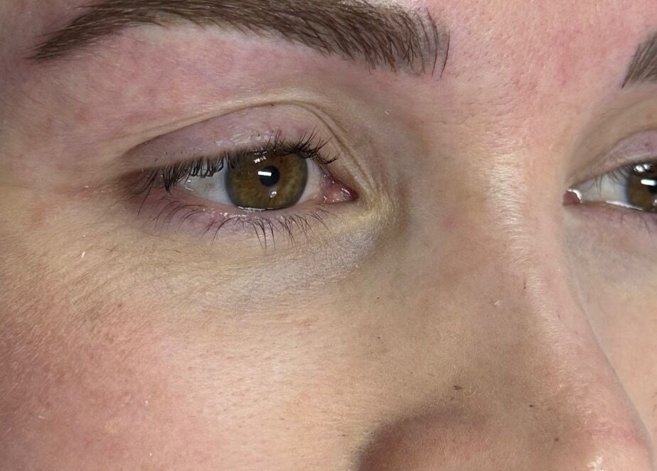 Close-up of perfectly shaped eyebrows at Tiptoe Beauty and Aesthetic’s, Nuneaton, England, GB.