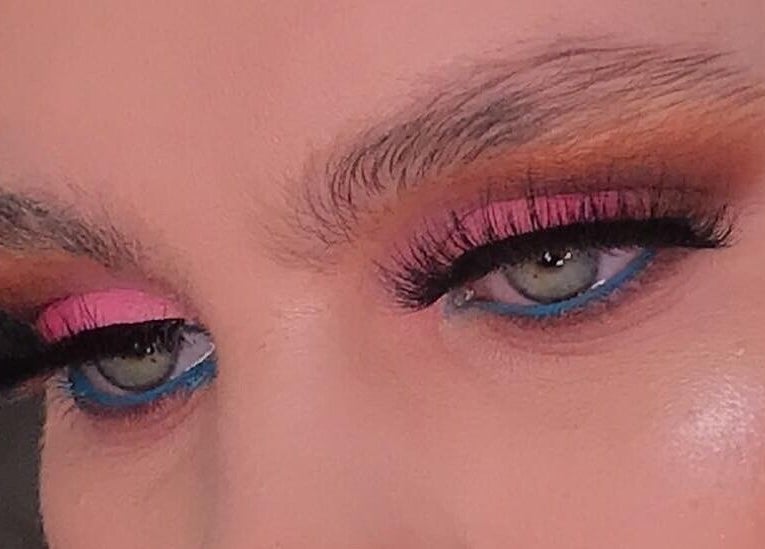 Close-up of vibrant eye makeup at Tiptoe Beauty and Aesthetic's, Nuneaton, England, GB.