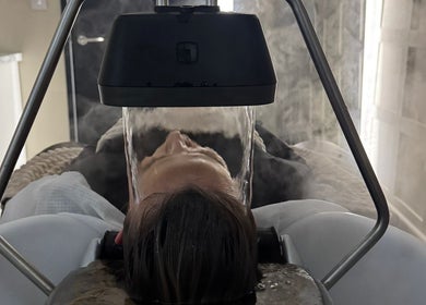 Relaxing steam treatment at Boilerhouse Ouseburn Beauty & Head Spa, Newcastle upon Tyne, England.