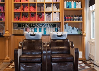 Boilerhouse - Jesmond's chic hair wash area in Newcastle upon Tyne, England, GB, featuring luxurious seating.