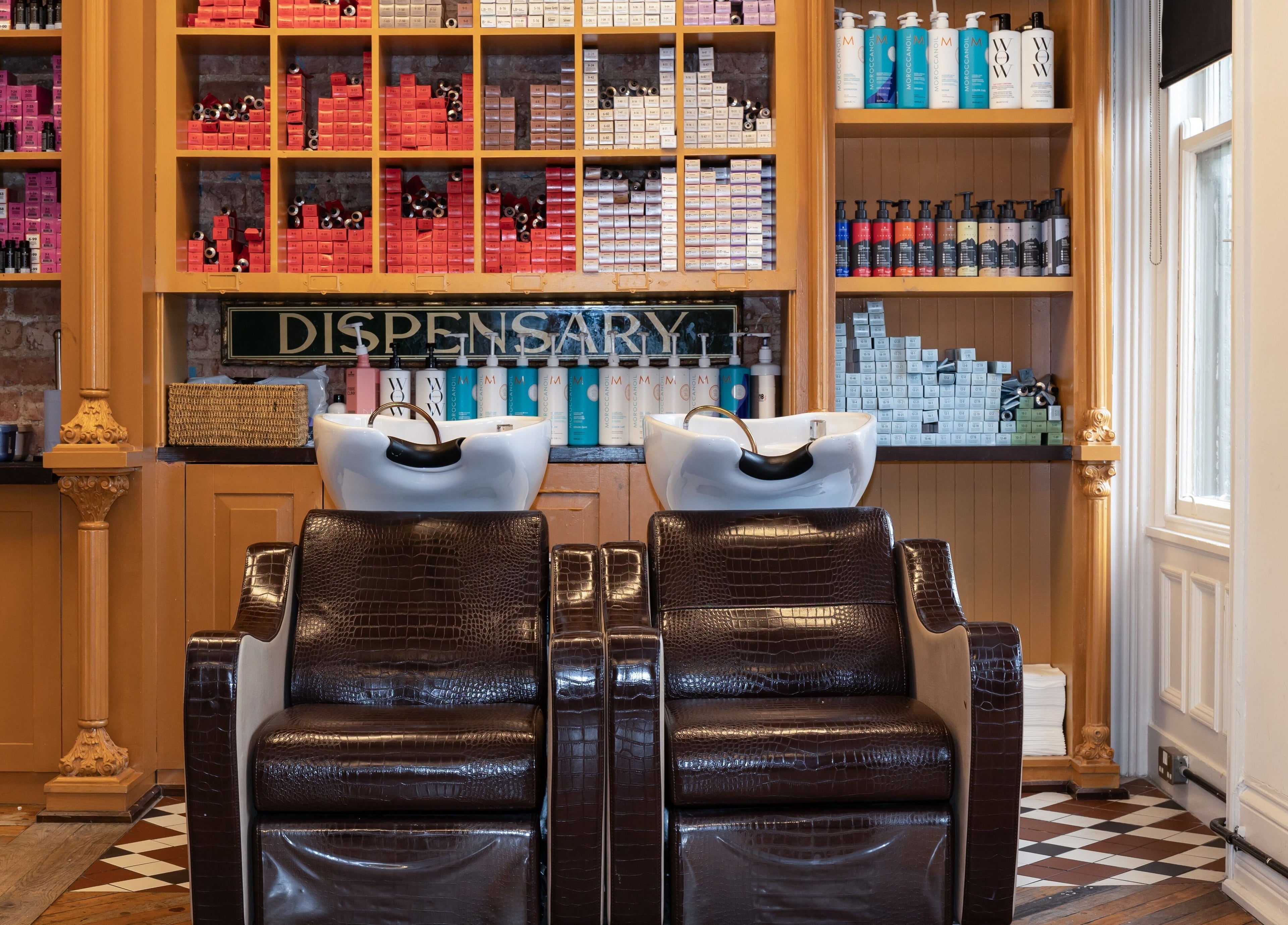 Boilerhouse - Jesmond's chic hair wash area in Newcastle upon Tyne, England, GB, featuring luxurious seating.