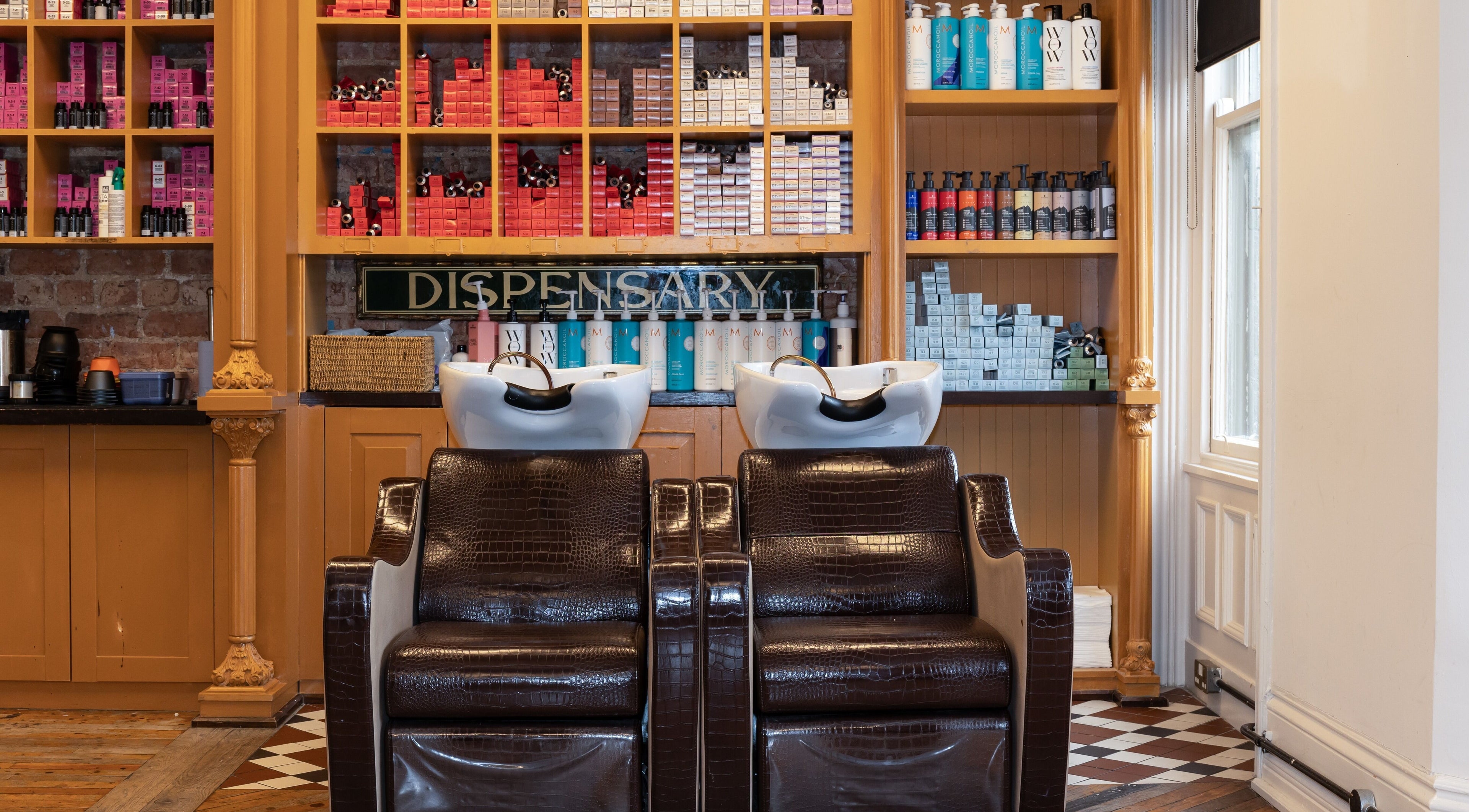 Boilerhouse - Jesmond's chic hair wash area in Newcastle upon Tyne, England, GB, featuring luxurious seating.