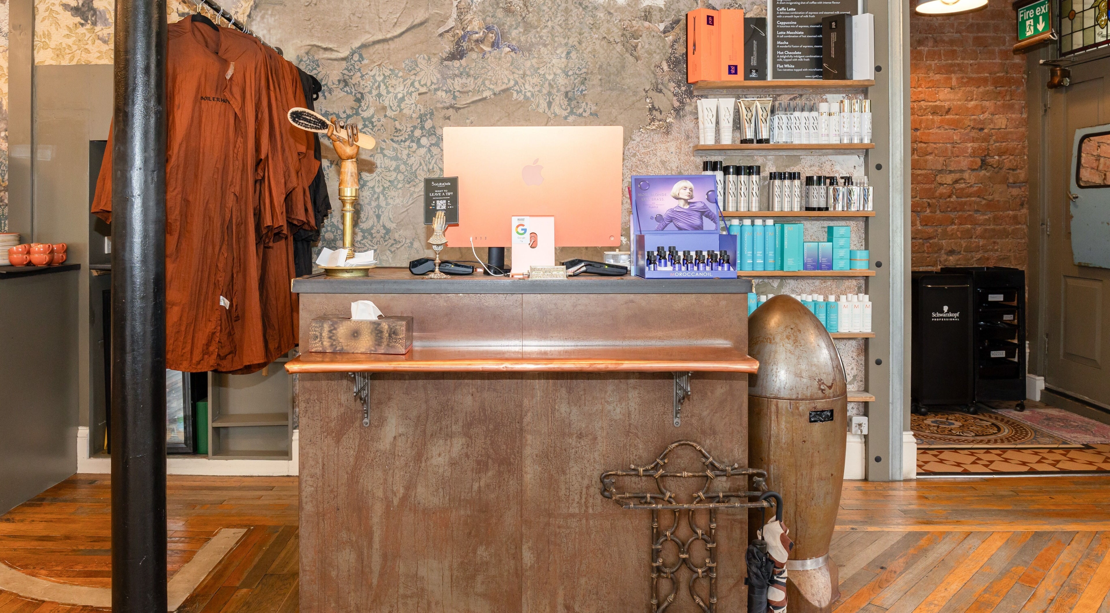 Boilerhouse - Jesmond reception desk with beauty products in Newcastle upon Tyne, England, GB.