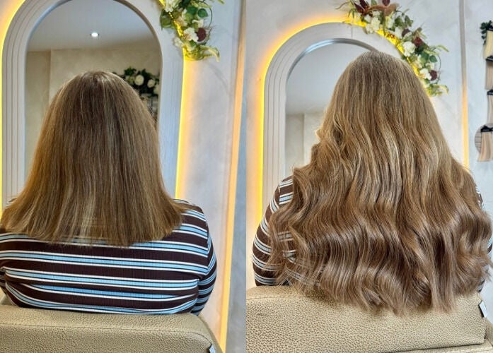 Before and after hair transformation at Valentina Hair and Skin, Sandbach, England, GB.