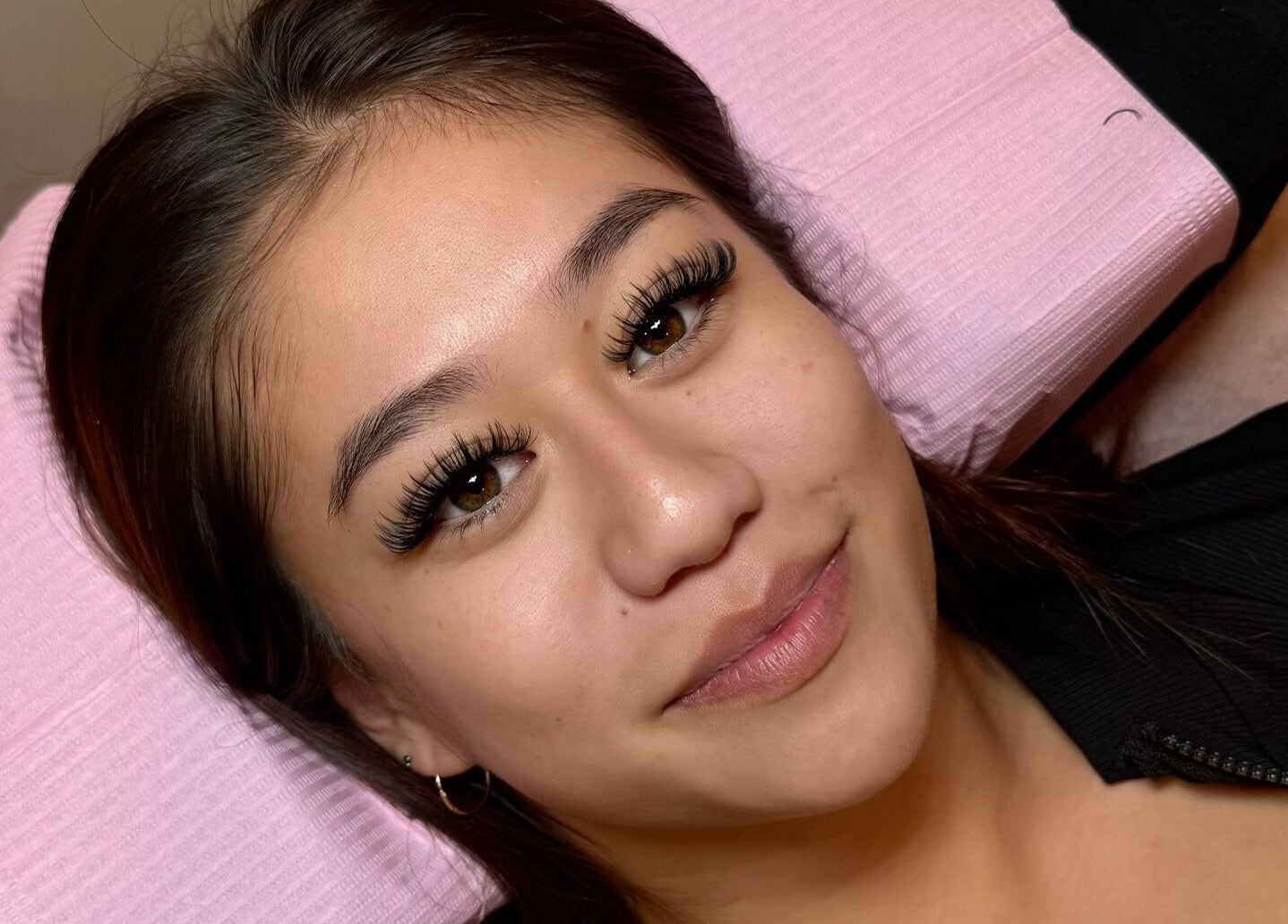 Close-up of elegant eyelash extensions at Lashes with Ange, Varsity Lakes, Queensland, AU.