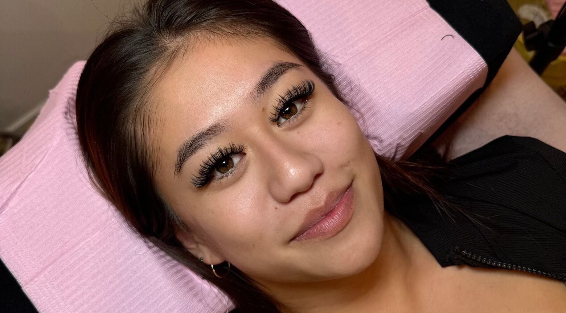 Close-up of elegant eyelash extensions at Lashes with Ange, Varsity Lakes, Queensland, AU.