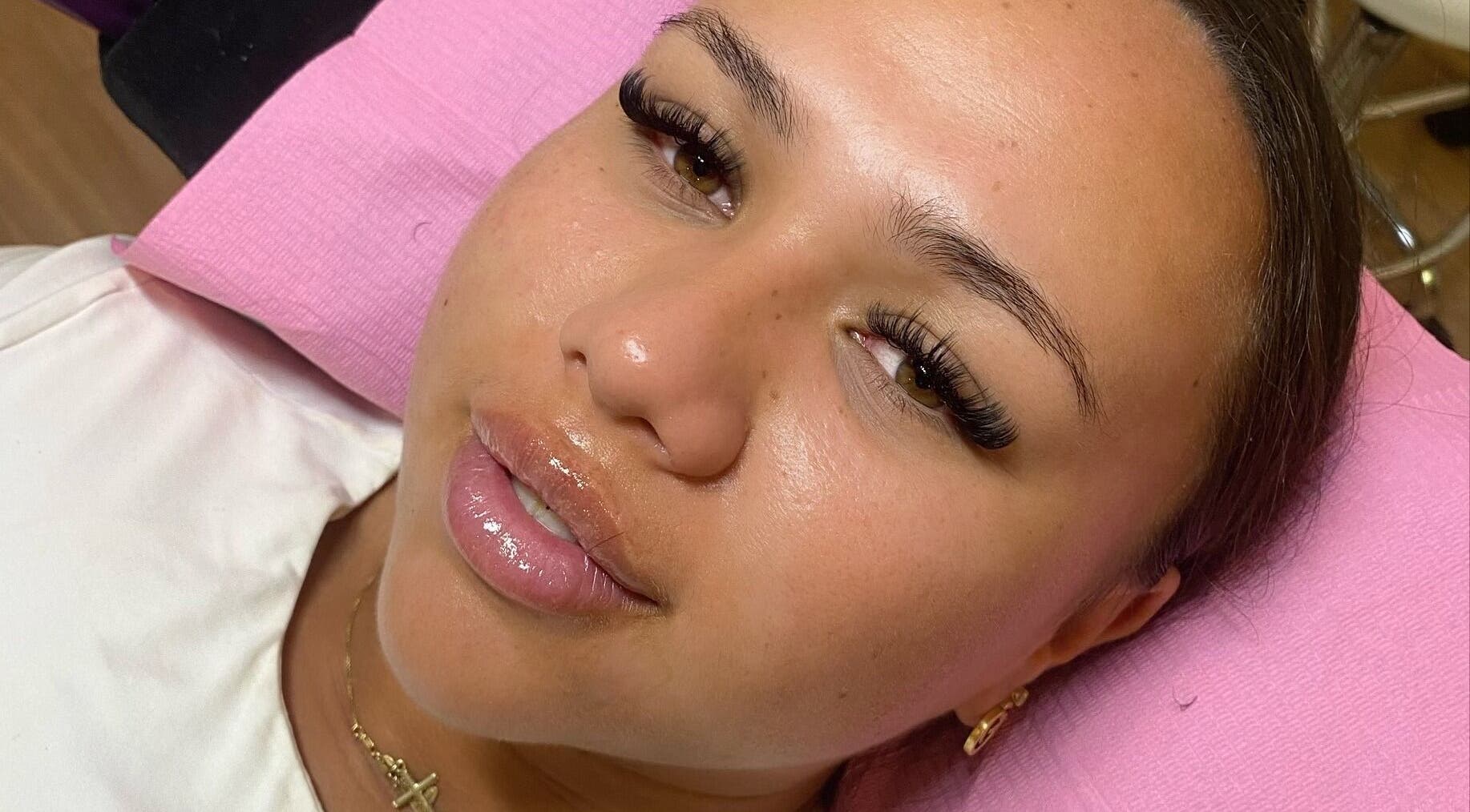 Close-up of eyelash extensions at Lashes with Ange, Varsity Lakes, Queensland, AU.