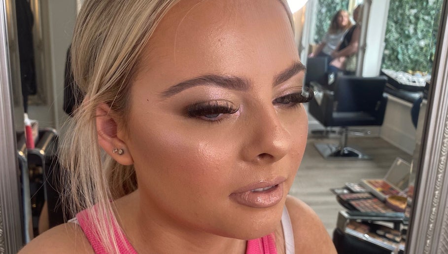 Woman's elegant makeup look at Eleanor Rose Hair, Accrington, England, GB.