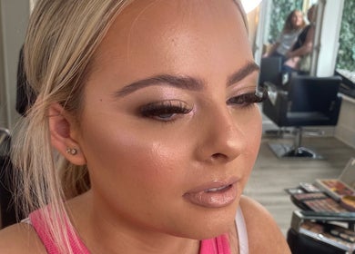 Woman's elegant makeup look at Eleanor Rose Hair, Accrington, England, GB.