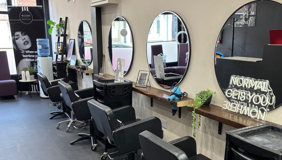 Elegant salon chairs and mirrors at The Solar Skin Club Ramsgate in Ramsgate, England, GB.