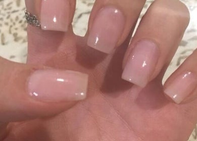 Glossy nude nails at The Glam Bar, Hair, Nails, Skin, Lash Beauty Bar in Cape Town, Western Cape, ZA.