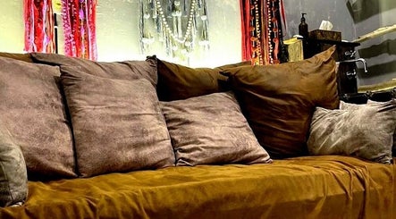 Luxurious seating area at Temple Spa Bali, featuring plush cushions in Bali, Bali, ID.