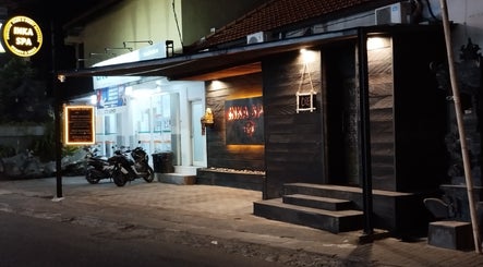 Night view of Inka Spa Bali entrance, inviting visitors in Bali, Bali, ID.
