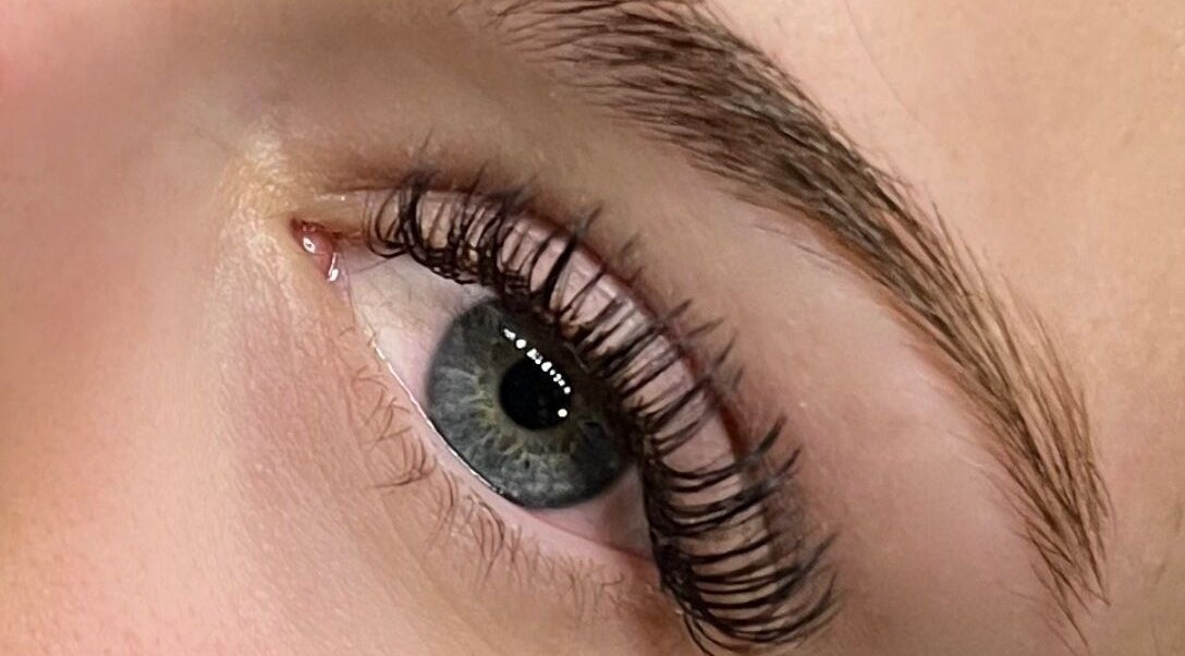 Close-up of elegant eyelash extensions at Lo’s Lashes, Oshawa, Ontario, CA.