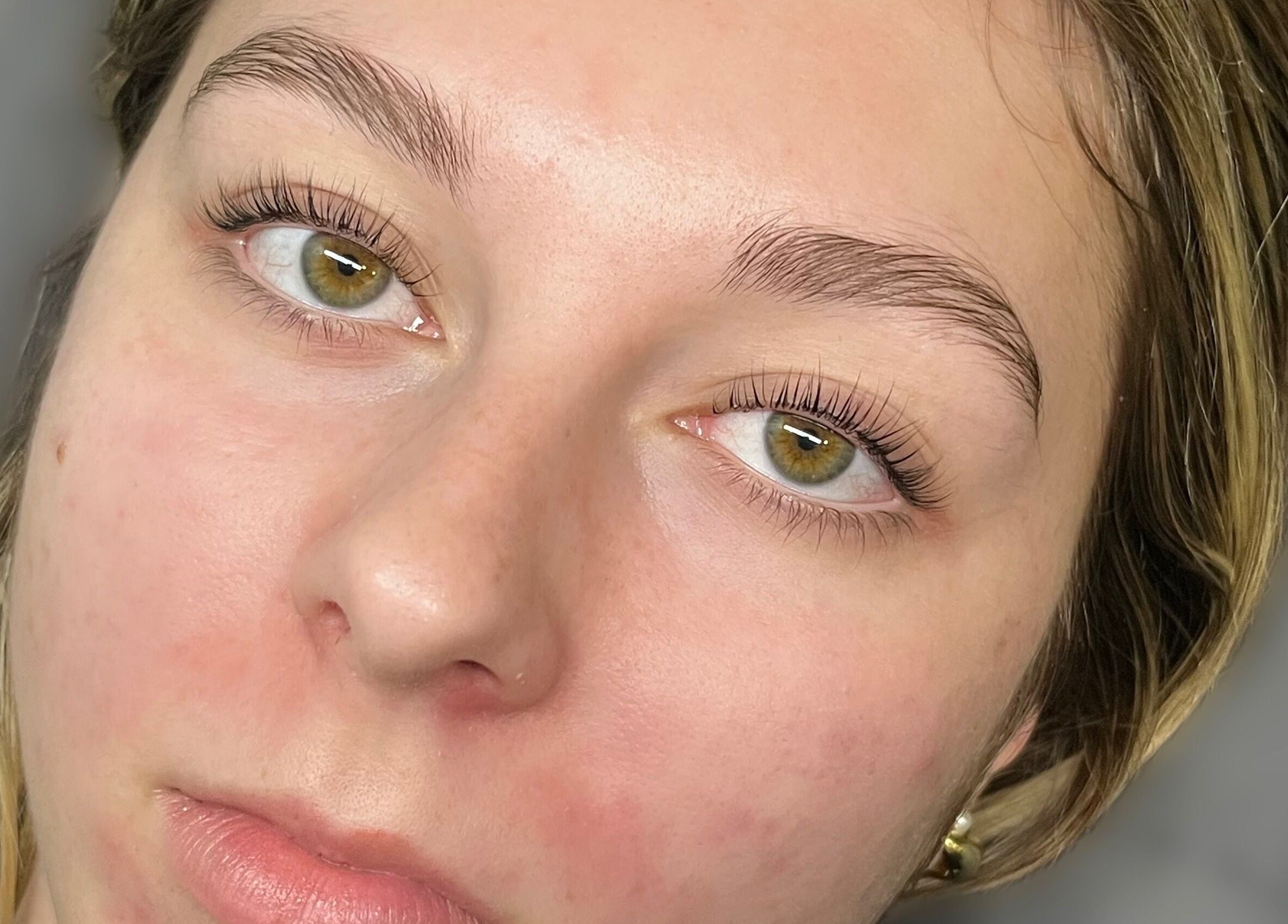 Close-up of eyes with expertly applied lashes at Lo’s Lashes, Oshawa, Ontario, CA.