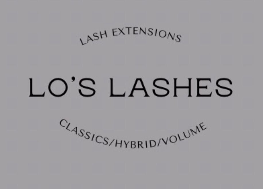 Lo’s Lashes logo in Oshawa, Ontario, CA, showcasing lash extension services in classics, hybrid, and volume.