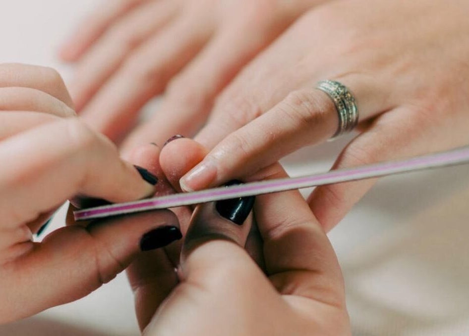 Manicure at Orb Retreat, Uppingham, England, GB showing detailed nail care.