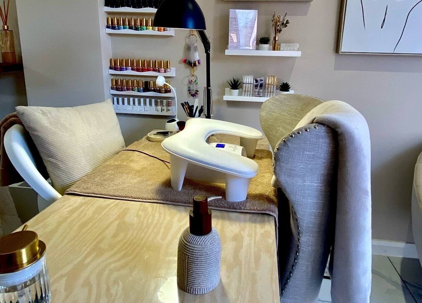 Poise Studio nail care setup with modern decor in Rawmarsh, England, GB, offering premium beauty services.