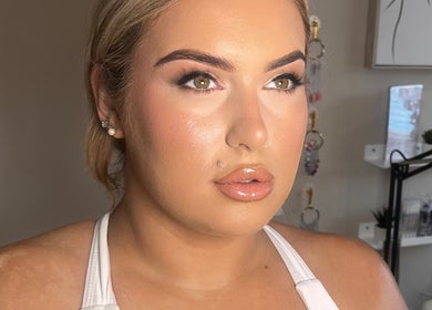 Close-up of a woman with flawless makeup at Poise Studio, Rawmarsh, England, GB.