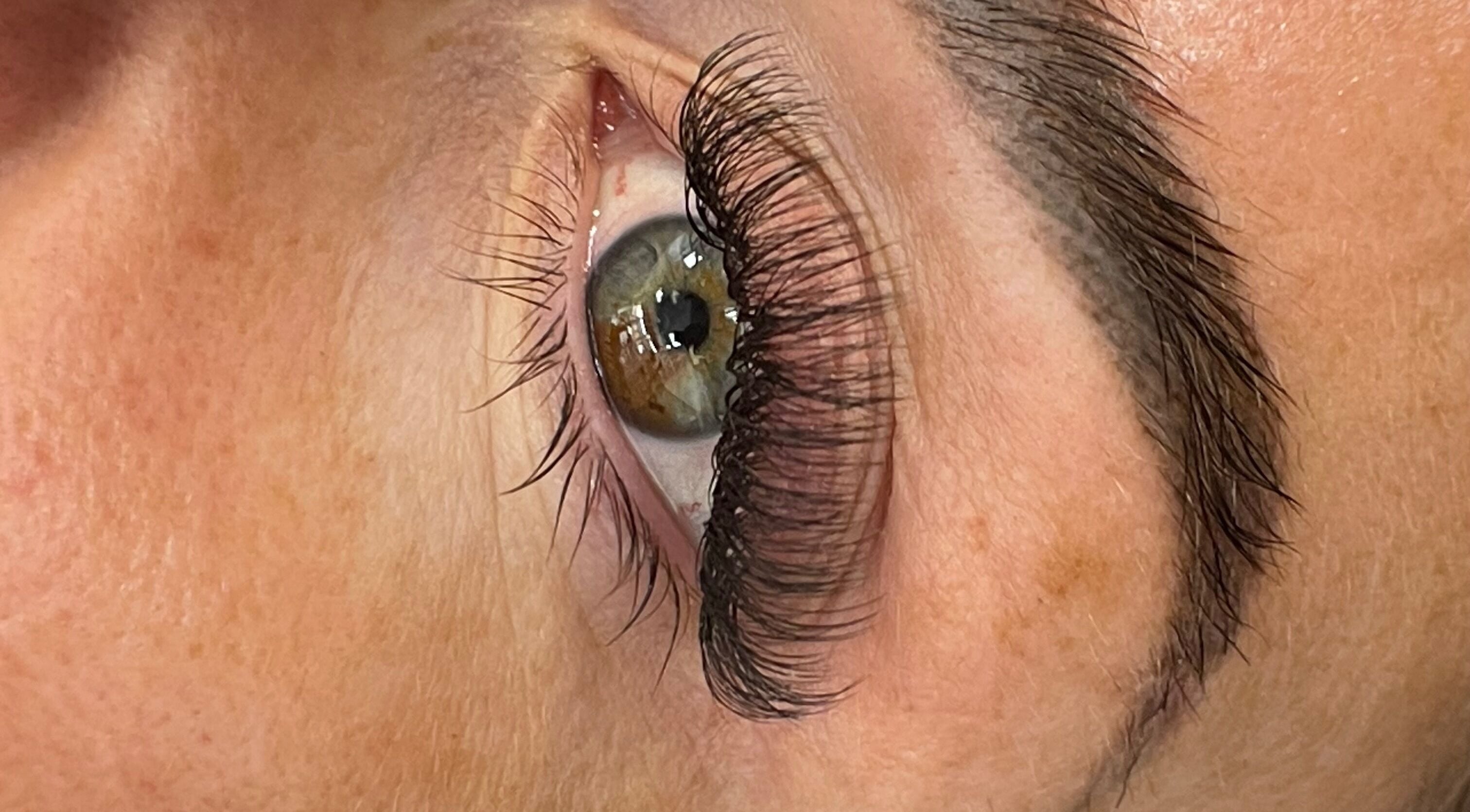 Close-up of enhanced lashes at Sleeping Beauty Lashes and Brows, Swords, County Dublin, IE.
