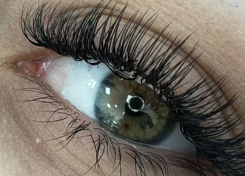 Closeup of expertly applied lashes at Sleeping Beauty Lashes and Brows, Swords, County Dublin, IE.