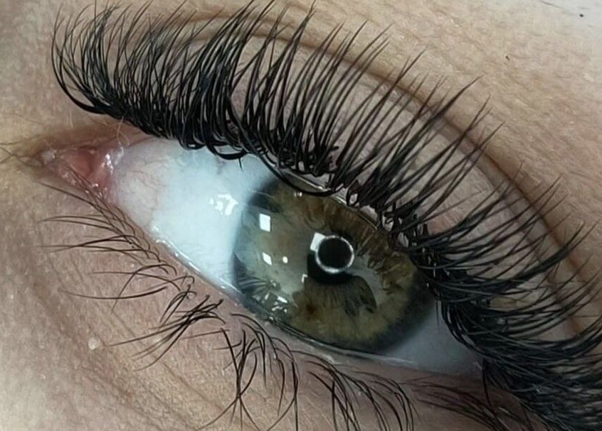 Closeup of expertly applied lashes at Sleeping Beauty Lashes and Brows, Swords, County Dublin, IE.