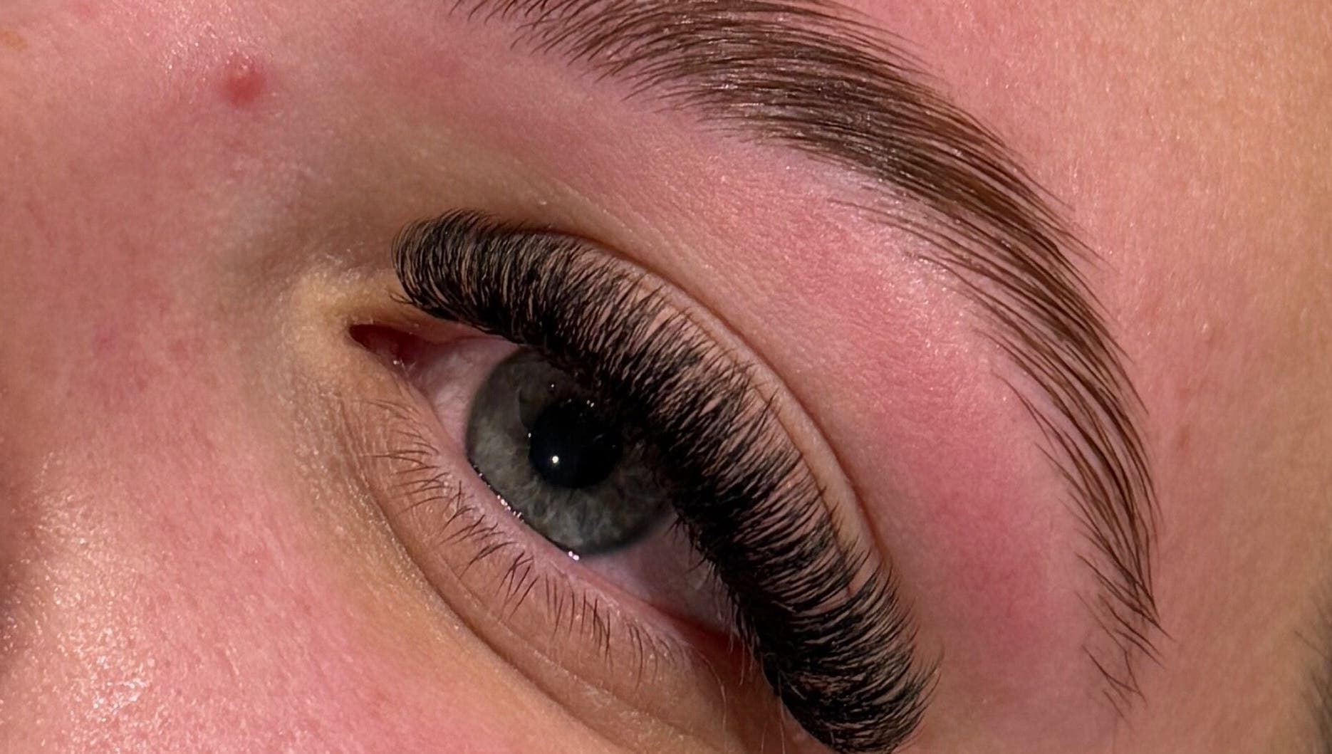 Close-up of expertly done eyelash extensions at Home Of Beauty By Holly- Donington, Donington, England, GB.
