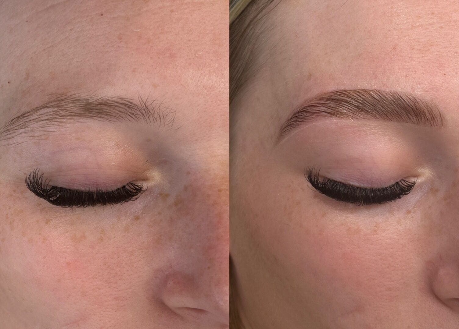 Before and after eyebrow transformation at Home Of Beauty By Holly- Donington, Donington, England, GB.