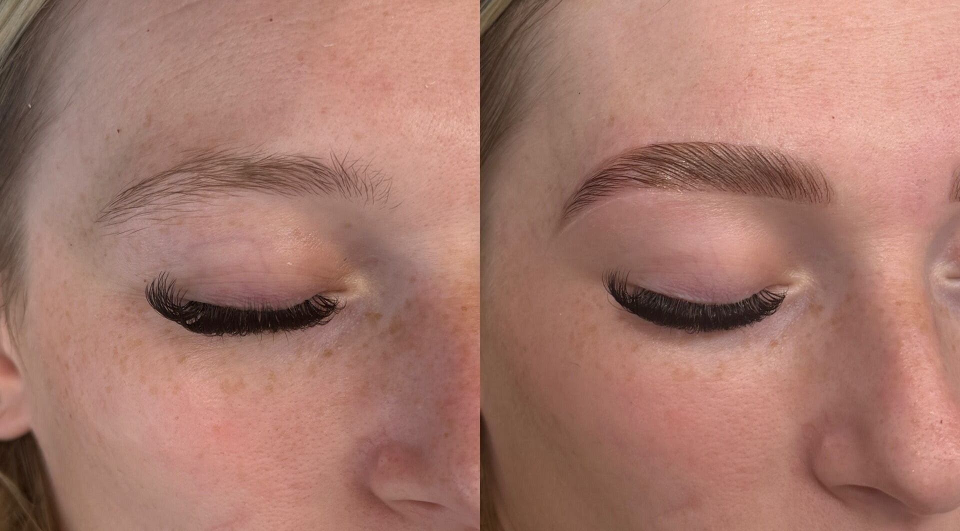 Before and after eyebrow transformation at Home Of Beauty By Holly- Donington, Donington, England, GB.