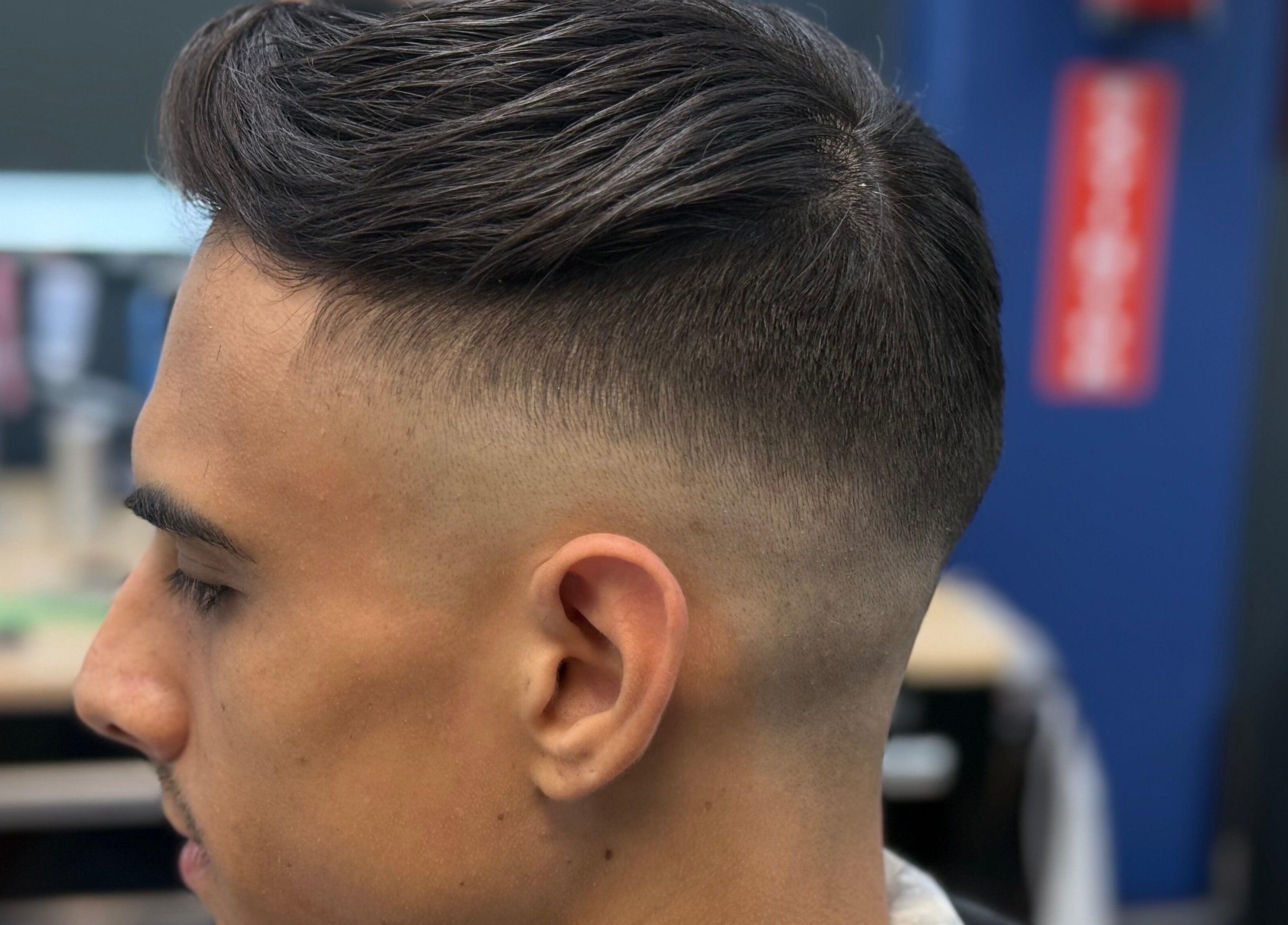 Close-up of a sleek fade haircut at Polanco Barber, Humacao, Humacao, PR.