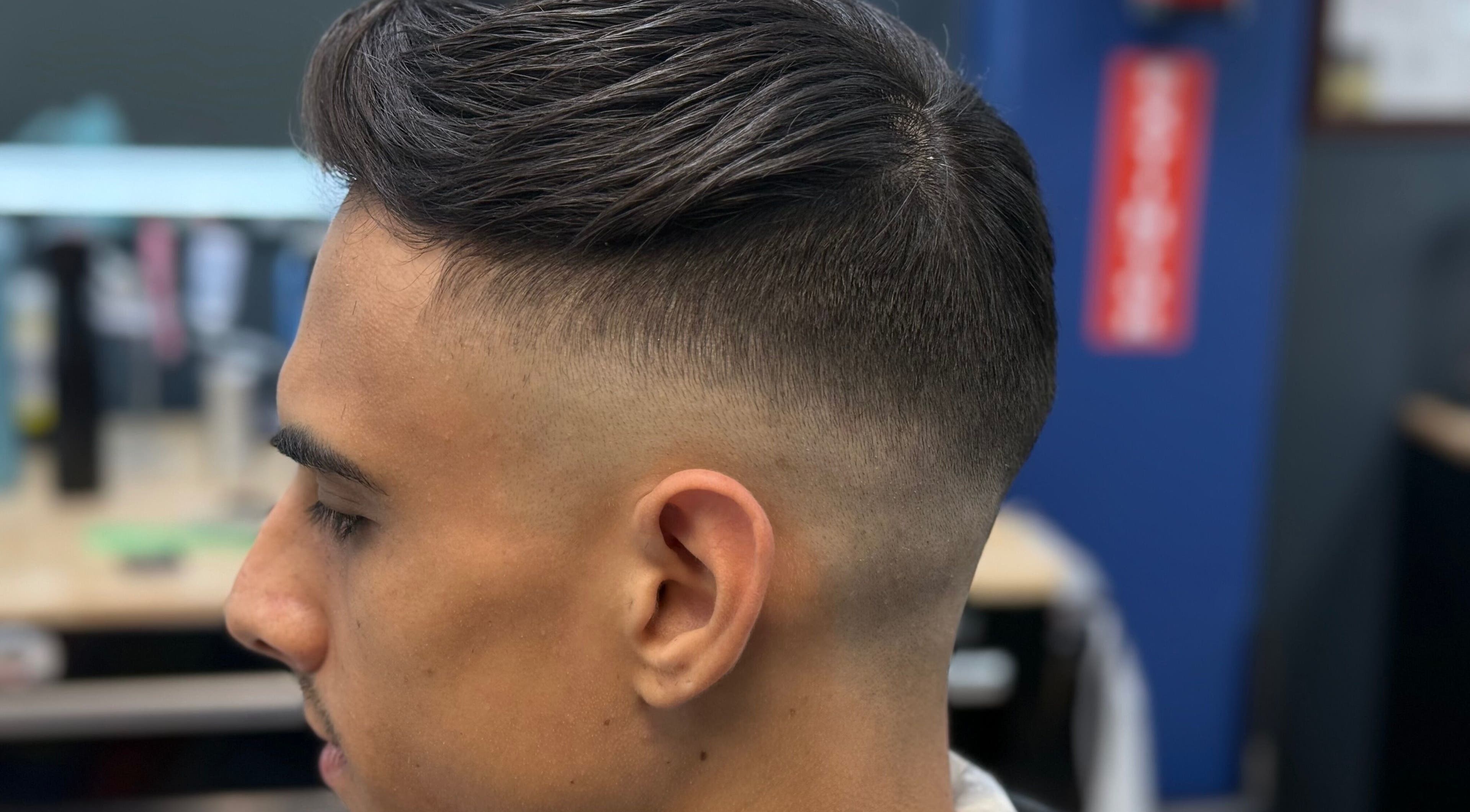Close-up of a sleek fade haircut at Polanco Barber, Humacao, Humacao, PR.