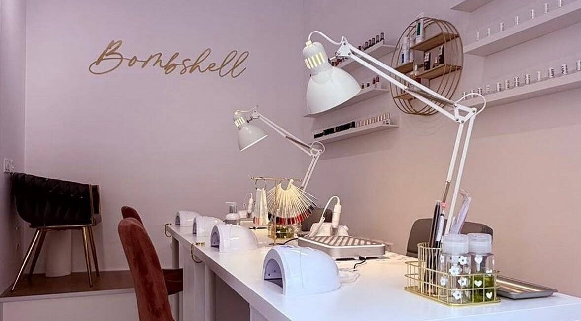 Modern nail bar setup at Bombshell Beauty Malta - Nail Bar 2, featuring sleek workstations in Sliema, MT.