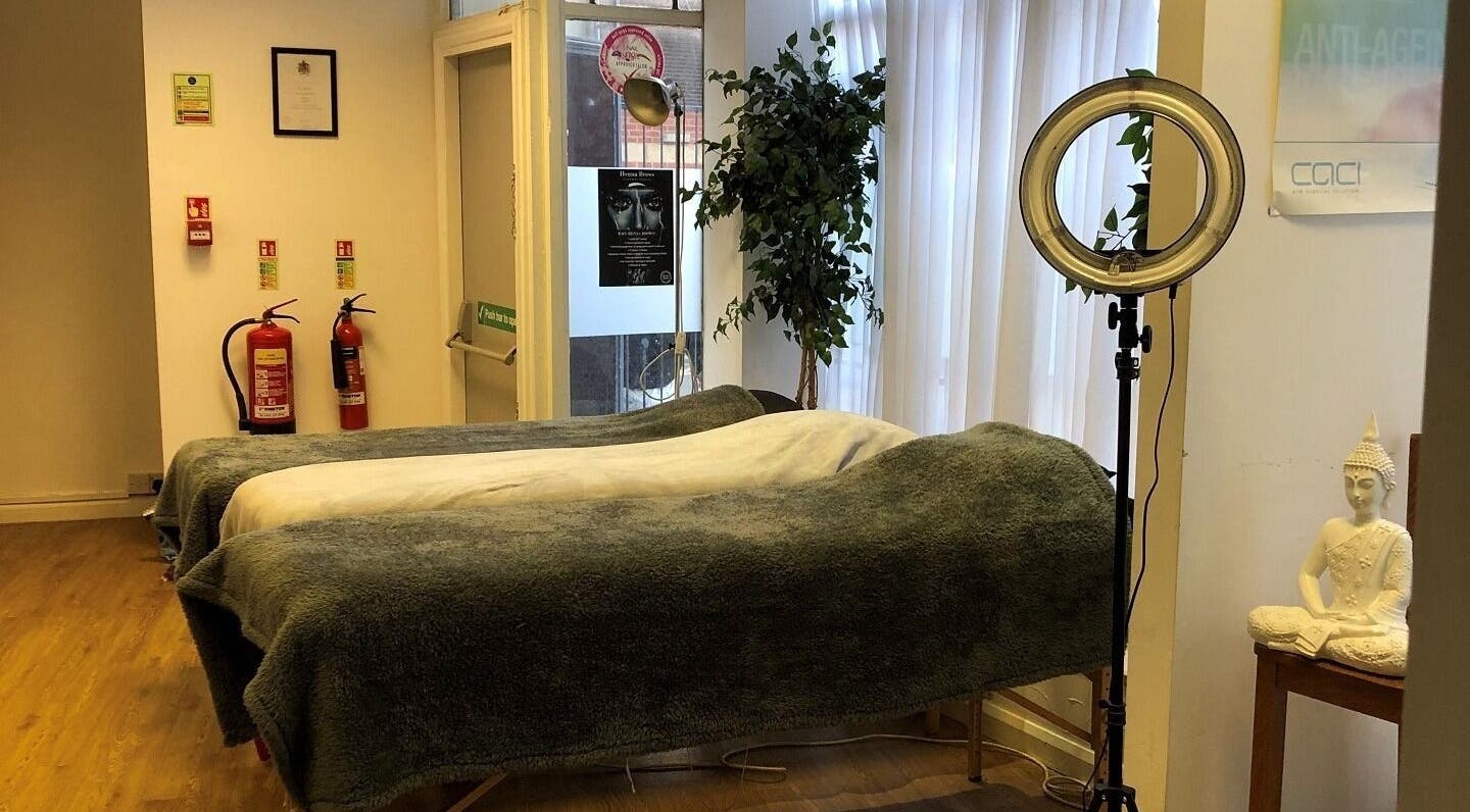 Serene spa room at Bay Beauty Academy, Whitley Bay, England, GB, featuring cozy treatment beds and peaceful decor.