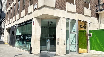 Inhype Beauty street view, 17 Hanover Square, London, England, GB, showcasing modern architectural design.