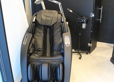 Luxury massage chair at The Barber House - JLT, Dubai, Dubai, AE, offering ultimate relaxation.