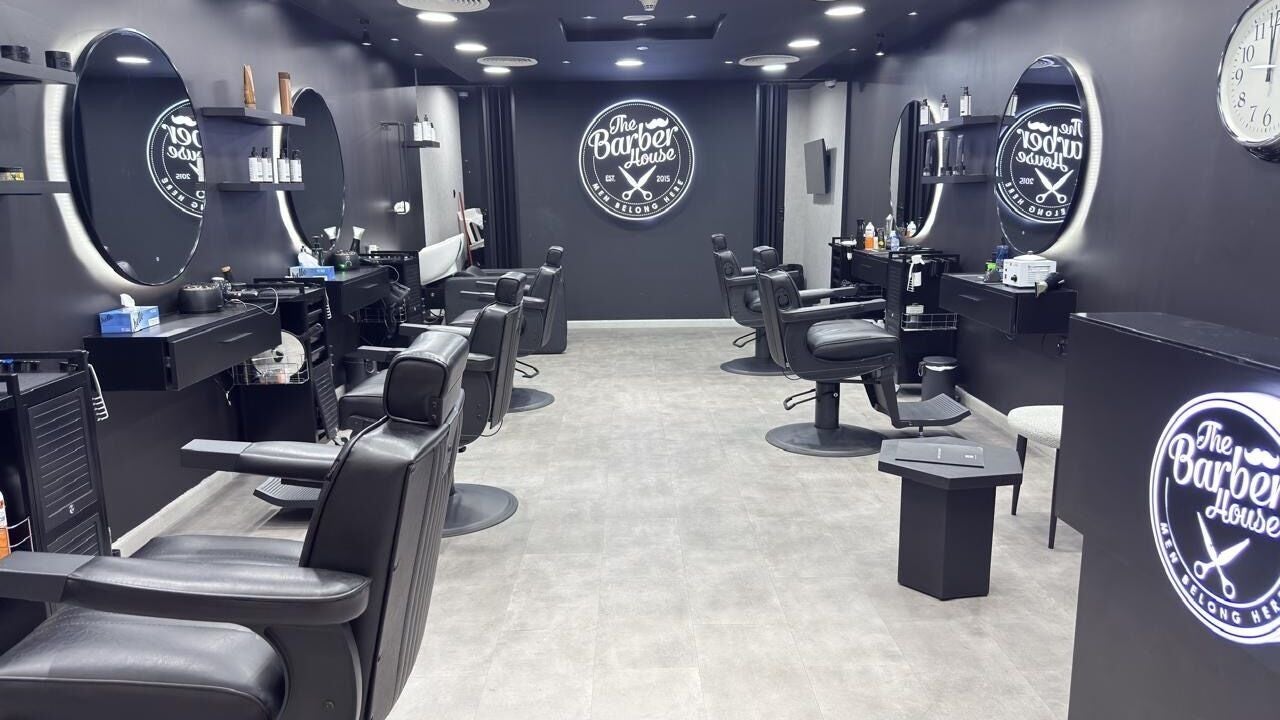Inside The Barber House - Dubai Marina, sleek chairs and modern design at Dubai, Dubai, AE.