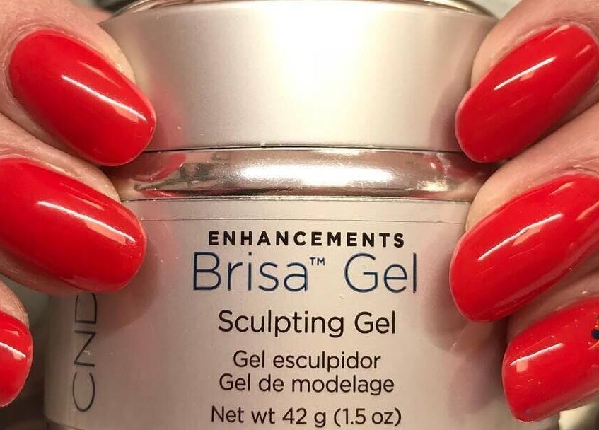 Bright red sculpted gel nails at Rinn Neimhe Ballinamore, Ballinamore, County Leitrim, IE.