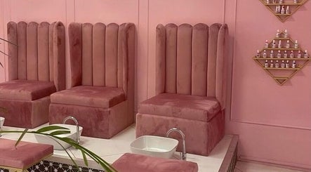 Elegant pink velvet seating at Boa Beauty Bar - Bree Street, Cape Town, Western Cape, ZA. Perfect for relaxation.