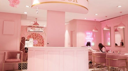 Chic pink interior of BOA Beauty Bar Kloof Street, Cape Town, Western Cape, ZA, showcasing a luxury wellness vibe.