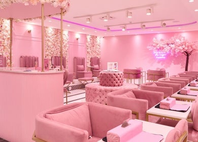 Elegant pink interior of BOA Beauty Bar Westlake in Cape Town, Western Cape, ZA, exuding luxury and style.